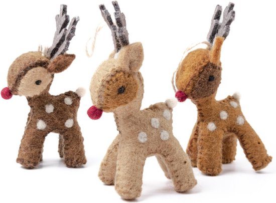 Hangers Vilt Complete Set - Rendieren Rudolf - 13x6,5cm - Fairtrade