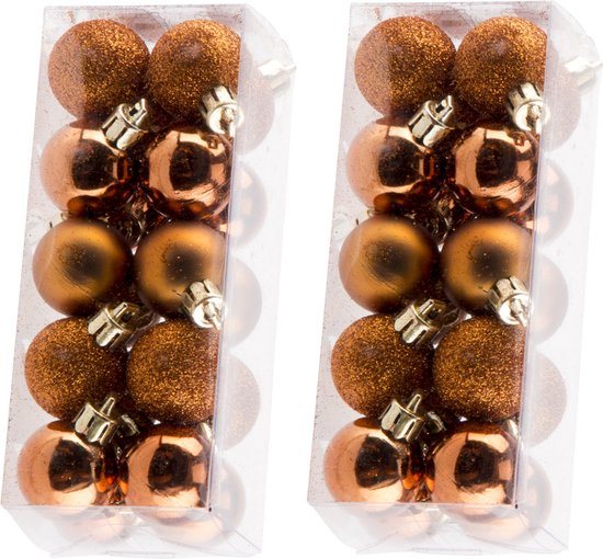 Cosy & Trendy Kleine kerstballen - oranje - 40x - kunststof - Onbreekbare plastic kerstballen - Kerstversiering