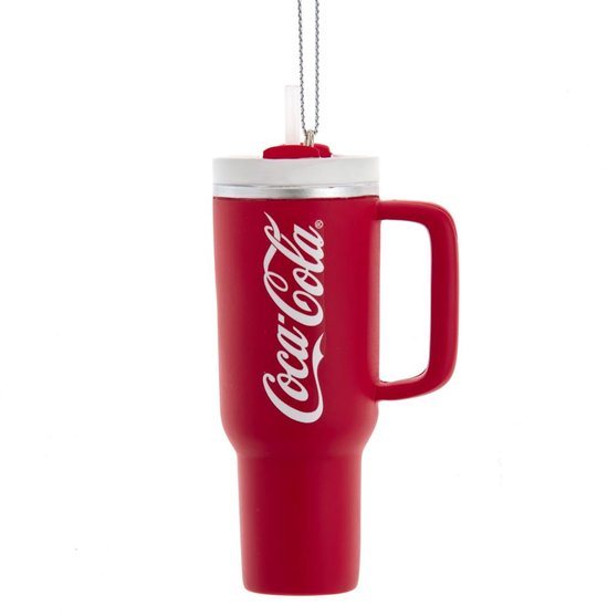 Kurt S. Adler kunststof kerstbal - coca-cola stanley cup 13cm rood, wit 1 stuks
