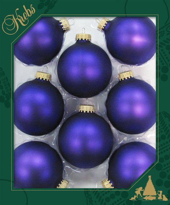 Krebs Kerstballen - 8x - violet velvet paars - 7 cm - glas - luxe kerstversiering ballen