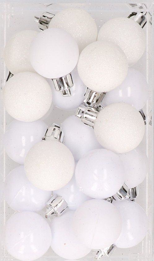 Cosy & Trendy Kleine kerstballen - wit - D3 cm - kunststof - mat/glans/glitter - kerstversiering