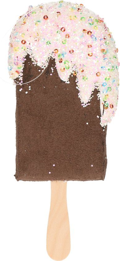 1x Kersthangers/ornamenten bruine kunststof ijsjes 18 cm - Kerstboomversiering kerstornamenten - Kerstversiering