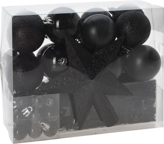 Christmas Decorations Kerstballen - set - 54x - zwart - voor kleine boom
