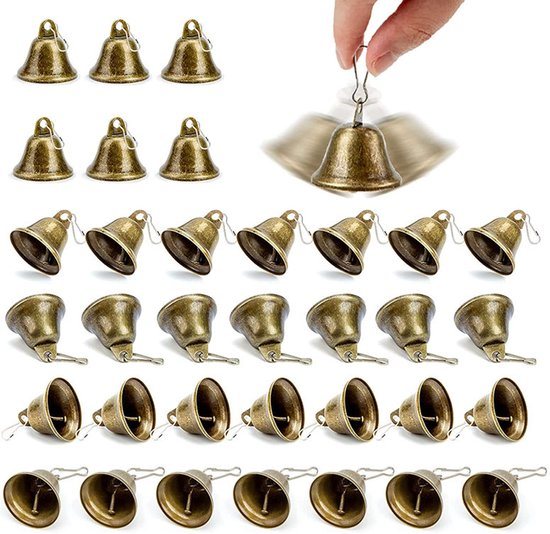 40x Kerst bellen Met ophang oog - 40*38mm - Kerstbel - Kerstbellen - Kerstversiering - Hangende decoratie voor Kerstmis - Metalen bellen om op te hangen - Bel hanger - Brons - Metaal - Voor Kerstmis,Sieraden,Windgongen en Honden Potjes Training