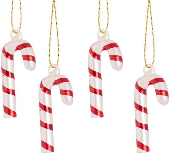 Mini kersthangers candycane kerstbal set van 4 - Sass & Belle