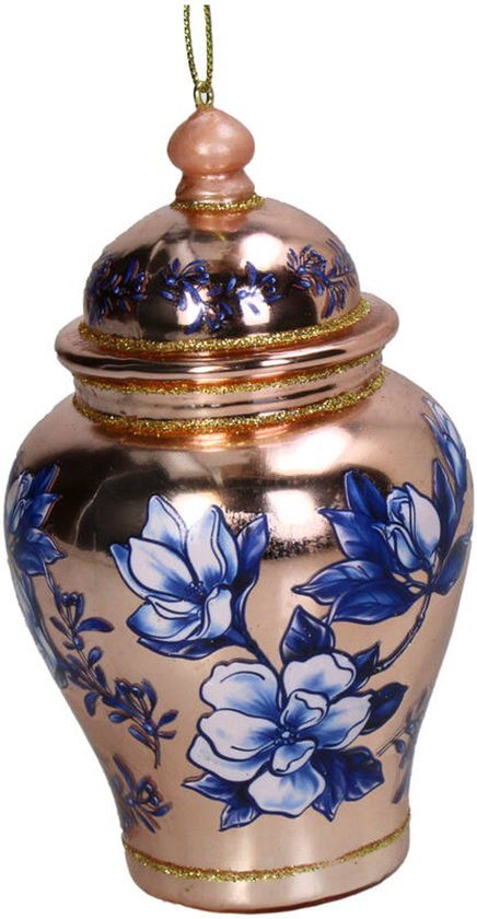 HD Collection glazen kerst ornament kersthanger Chinese Vaas 12.7 cm uit de collectie The Christmas Vintage Shop