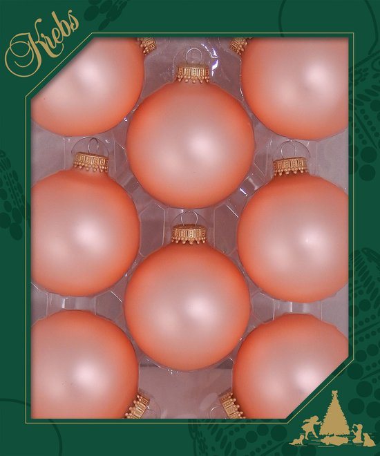 Krebs Kerstballen - 8x - glas - koraal velvet roze - 7 cm - luxe glazen kerstballen - kerstversiering