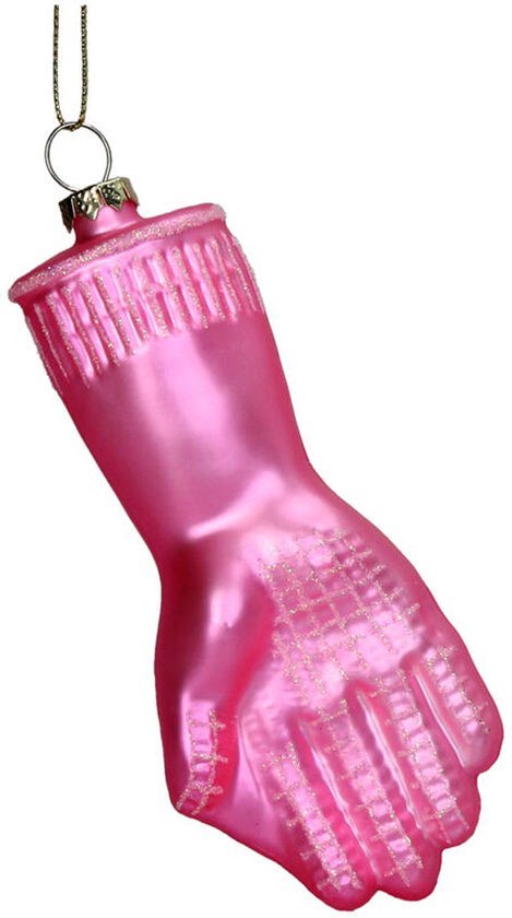 HD Collection kerst ornament kerst hanger schoonmaak handschoen roze 13 cm