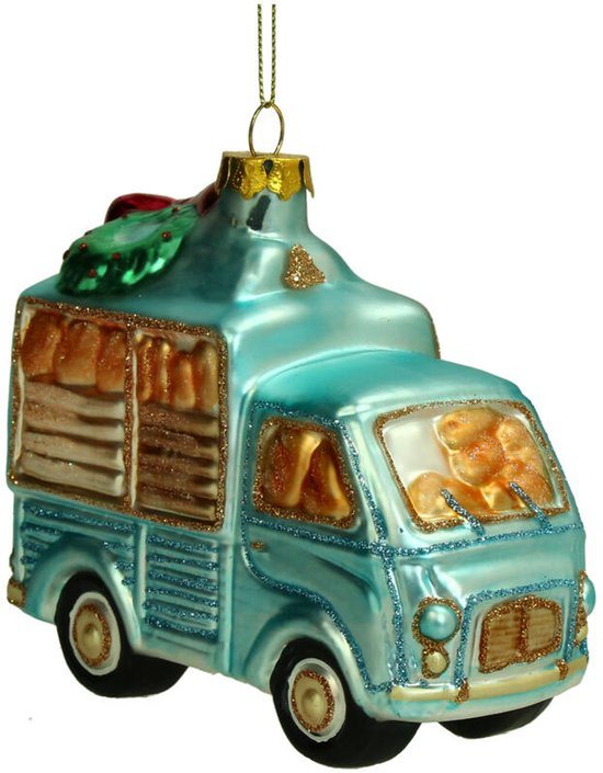 HD Collection glazen kerstornament kerst hanger bakkers truck 12 cm uit de collectie The Christmas Bakery - de Kerst Bakkerij