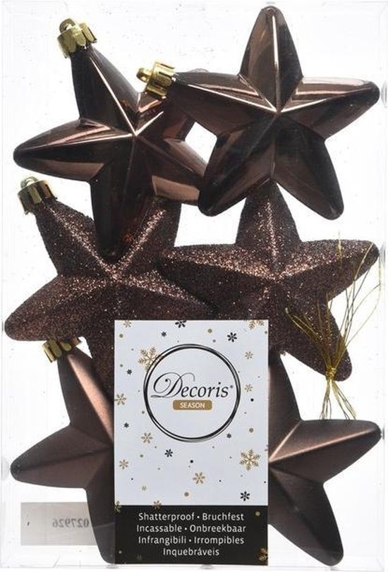 Decoris kersthangers - 6 stuks - 7.5cm - kunststof - mix