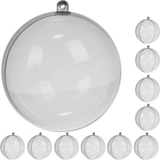Ruhhy Transparante Kerstballen 10 cm - Set van 10 - Perfect voor Creatieve Decoratie