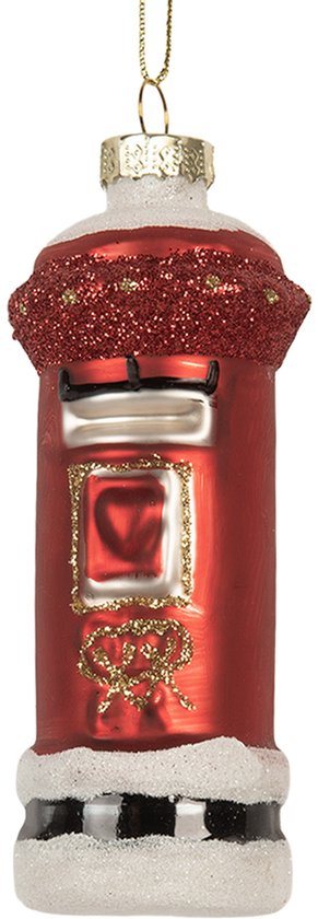 Clayre & Eef Kersthanger Brievenbus Ø 4x11 cm Rood Glas