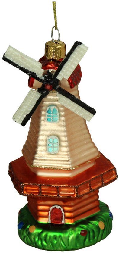 HD Collection – Glazen Kerstornament Hanger – Windmolen – Multi – 12,8 cm – Sfeervolle Kerstdecoratie