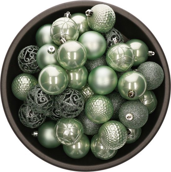 Bellatio Decorations kerstballen - 37x st - mintgroen - D6 cm - kunststof - kerstversiering