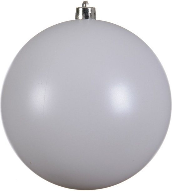 Decoris Kerstbal - wit - groot - 14 cm - kunststof - glans - kerstversiering