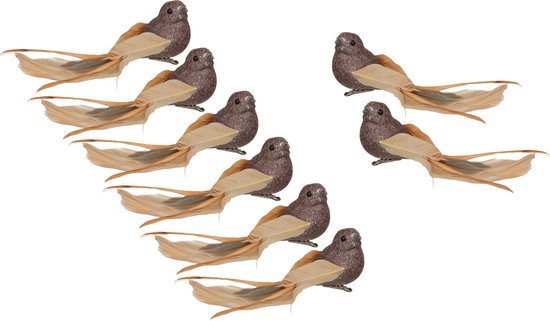 Othmar Decorations Vogels op clip - 8x st - goud - 16 x 4 cm - kunststof -kerstversiering