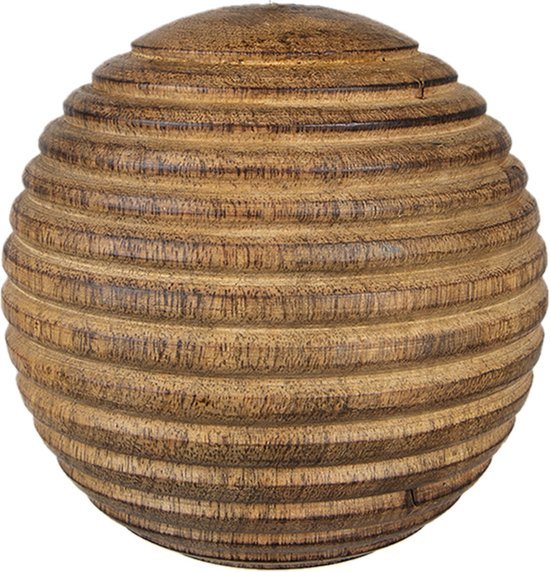 Clayre & Eef Kerstbal Kerst Ø 8 cm Bruin Hout Kerstballen