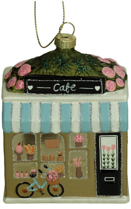 HD Collection glazen kerstornament kerst hanger cafe 11 cm