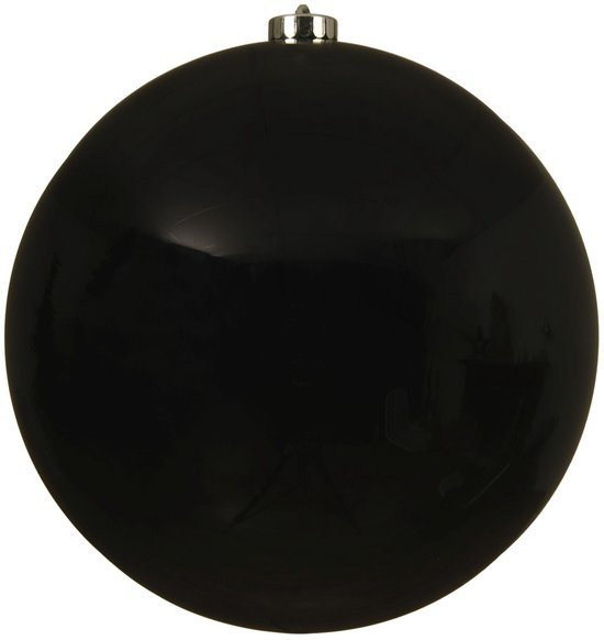 Decoris Kerstbal - zwart - groot - 20 cm - kunststof - glans - kerstversiering