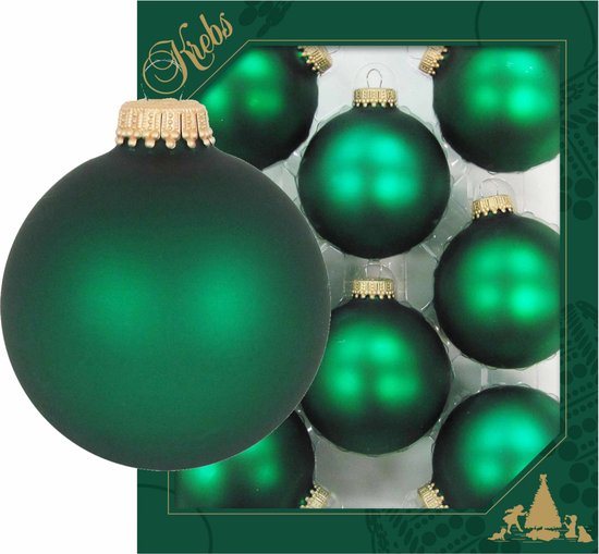 Krebs Kerstballen - 8x - mat groen - glas - 7 cm - kerstversiering - kerstdecoratie