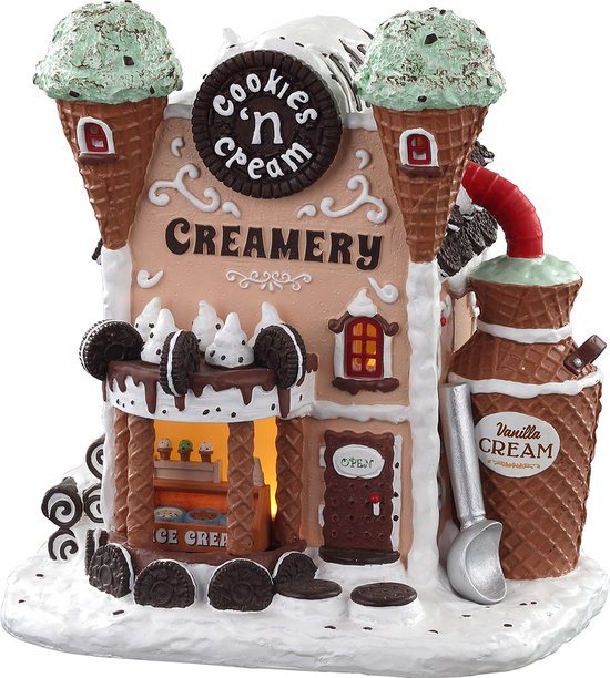 Lemax - 'Cookies 'N Cream Creamery' - Verlicht gebouw - Exclusief adapter (Werkt op batterijen)