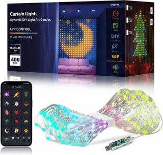 Sounix LED Lichtgordijn Sfeerverlichting met Afstandsbediening - 2 meter - RGB - 400 LED lichten - LED Kerstverlichting Lichtgordijn