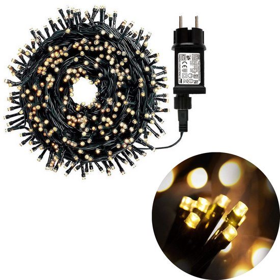 Cheqo® Kerstboomverlichting - Micro Clusterverlichting - Kerstlampjes - Led Verlichting - Kerstverlichting voor Binnen en Buiten - 700 LED - 14 Meter - Met Timer en dimmer - Extra Warm Wit