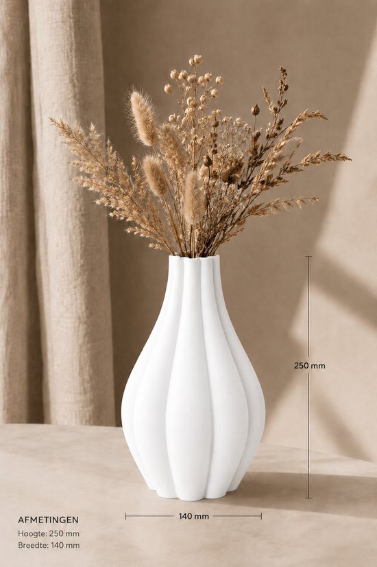 Design Vaas 25 cm – Organische Japandi Vaas – Scandinavische Minimalistische Woondecoratie