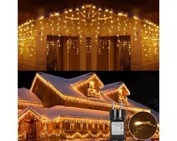 MUPOO Warm Wit IJspegel verlichting buiten - 10 meter 400 LED - met 8 standen - timer - Kerstverlichting - voor dakrand - Feestdagen - Kerstmis - Bruiloft - Decoraties