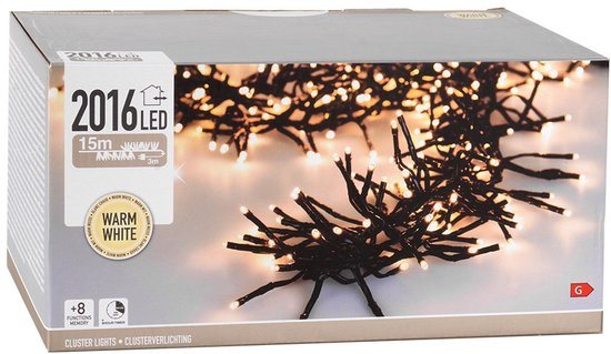 Clusterverlichting - 2016 LED - 14.6m - Timer - Lichtfuncties - warm wit