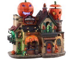 Sfeervol Verlicht Miniatuur Café met Pompoen Thema voor Kerstdorp