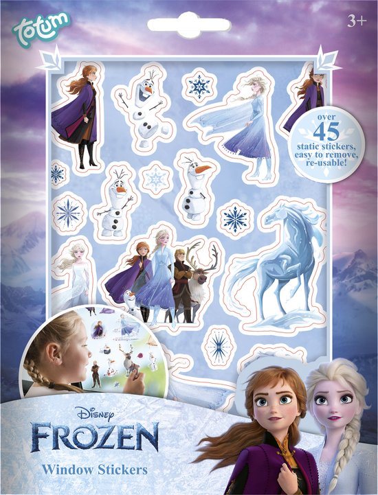Disney Frozen Raamstickers Totum verplaatsbare stickers - junior educatief speelgoed vanaf 3 jaar - raam versiering voor onderweg en thuis
