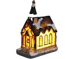 LED Verlicht Kerstdorp van Resin, Miniatuur Winterdorp met Warme Witte LED, Collectible Kersthuisjes, Tafeldecoratie voor Binnen, Batterijgevoed - ANMI