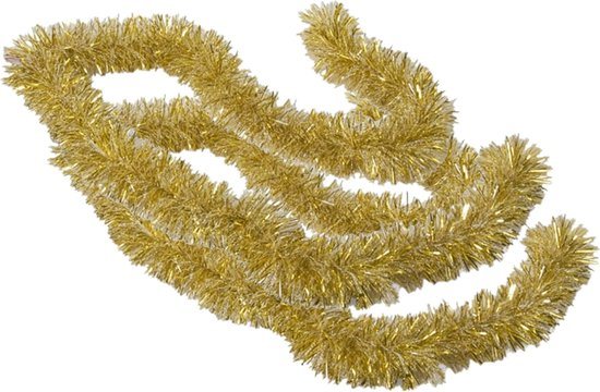 Gerimport Kerstboomslingers - 2x - goud / sneeuw - folie - 180 x 7 cm - kerstboom versiering/guirlandes