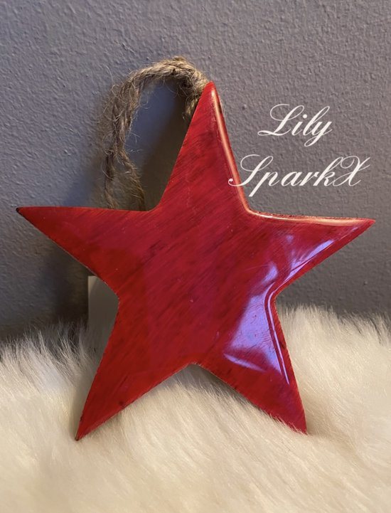 Kerstster hanger | Rood hout - Kerstmis decoratie - kerst ornament - Kerstmis - Christmas - Red - Kerst Ster - Boomversiering - Kerstboom - Tree - Versiering - Feest - Kerststal - Kerstdagen - Winter - Kerstsfeer - Star - Kerstboomster - Kerstviering