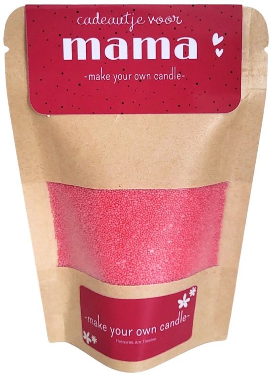 DIY Kaarsenpakket Roze/Rood voor Mama - Maak je Eigen Kaars of Waxinelichtjes - Moederdag Cadeau - Creatief Kado met Kaarszand en Lontjes in Kraftzak
