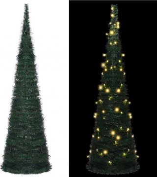 vidaXL - Kunstkerstboom - met - verlichting - pop-up - 210 - cm - groen