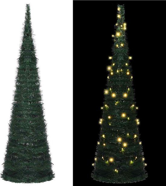 vidaXL - Kunstkerstboom - met - verlichting - pop-up - 210 - cm - groen
