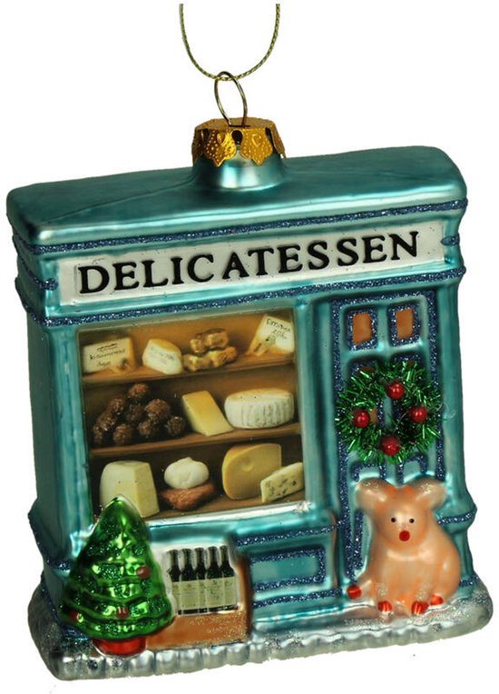 HD Collection glazen kerstornament kerst hanger Delicatesse winkel 12.2 cm