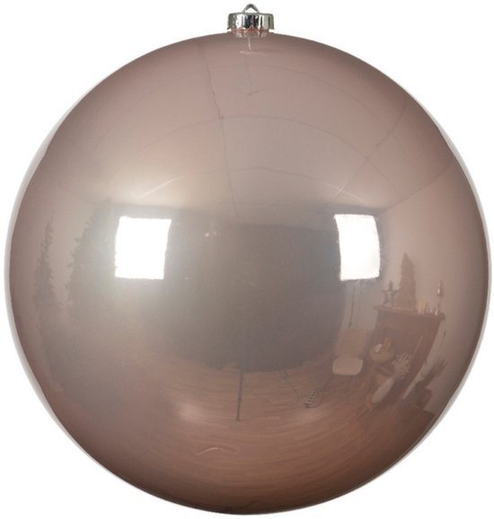 Decoris Kerstbal - lichtroze - groot - 20 cm - kunststof - glans - kerstversiering