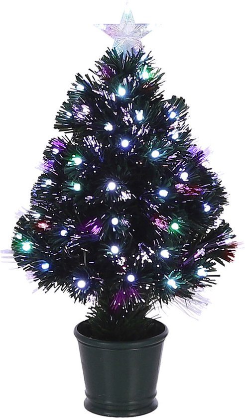 Luca Lighting Kunstkerstboom - gekleurde lampjes - fiber - 60 cm - kerstversiering - kerstdecoratie