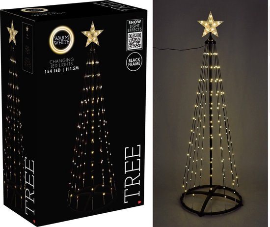 LED kerstdecoratieboom voor buiten 150 cm met 154 warmwitte LED's