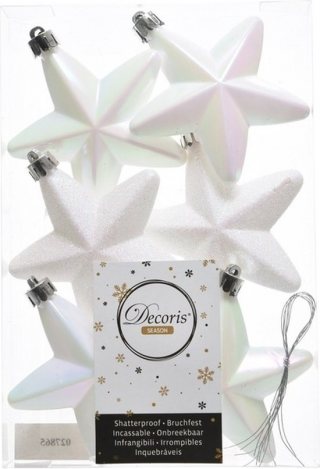 Decoris kersthangers - 6 stuks - 7.5cm - kunststof - mix