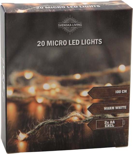 Touwverlichting - 20 leds - sfeerverlichting - op batterij - 100 cm - Kerstverlichting/sfeerverlichting touw