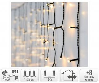 Ijspegel Verlichting - 360 Led - 12 Meter - Warm Wit - 8 Lichtfuncties + Geheugen