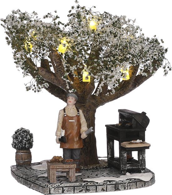 LuVille Kerstdorp Miniatuur Winter Barbecue - L14 x B11 x H15 cm