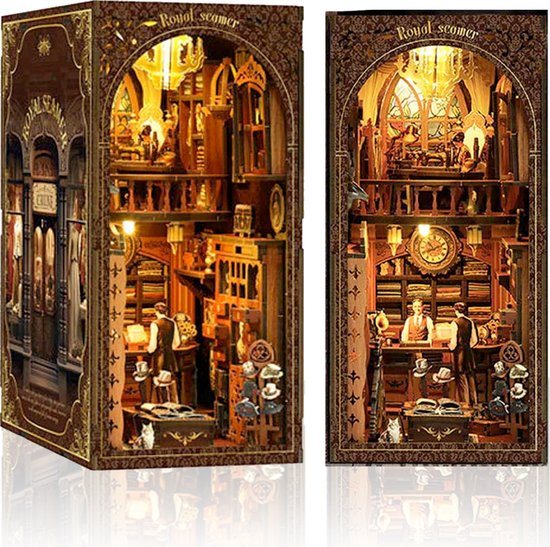 Houten modellen bouwpakketten-DIY Book Nook Kit( Engelse architectuur)-modelbouw houten bouwset volwassenen-Met ledlicht-3D houten puzzel-voor Kerstmis-Halloween-verjaardag- ideeën voor