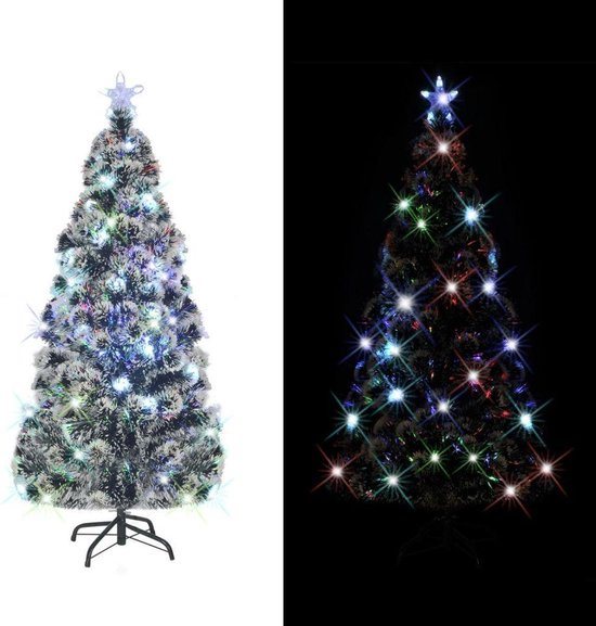 vidaXL - Voorverlichte - kerstboom - met - standaard - en - LED - 210 - cm - glasvezel