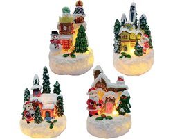 Allecta - Kerstdorp met verlichting en Amerikaanse kerstdecoratie, Christmas Town, led-huizen, miniatuur kerstdorpje.