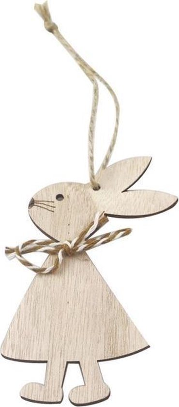 Schattige houten konijn figuren - Paasdecoratie - Paastakken | Konijntjes hout - Hanger - Paashangers | Effen - bruin / wit touw | Decoratie babykamer - Versiering | Geboorte - Baby - Babyshower | Guirlande | Pasen - Paashaas - Haas | Leuk inpakken